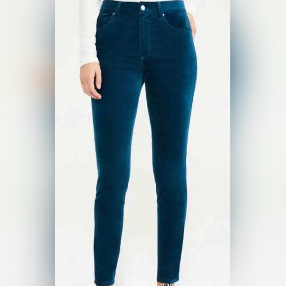 Ann Taylor Petite Skinny Velvet Ankle Pants Teal Blue, size 6P